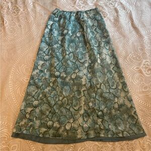 Cynthia Taylor Teal Blue Mermaid Pattern Maxi Skirt Size Small